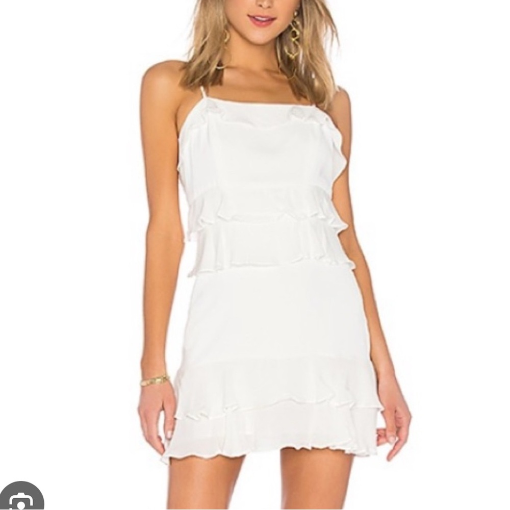 Parker White Ruffle Dress